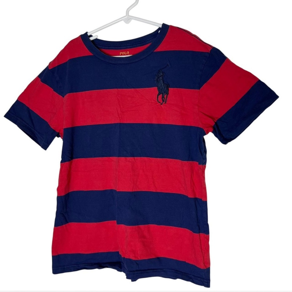 Polo Ralph Lauren Large Pony Red and Blue Striped Short Sleeve Tee Boys Small